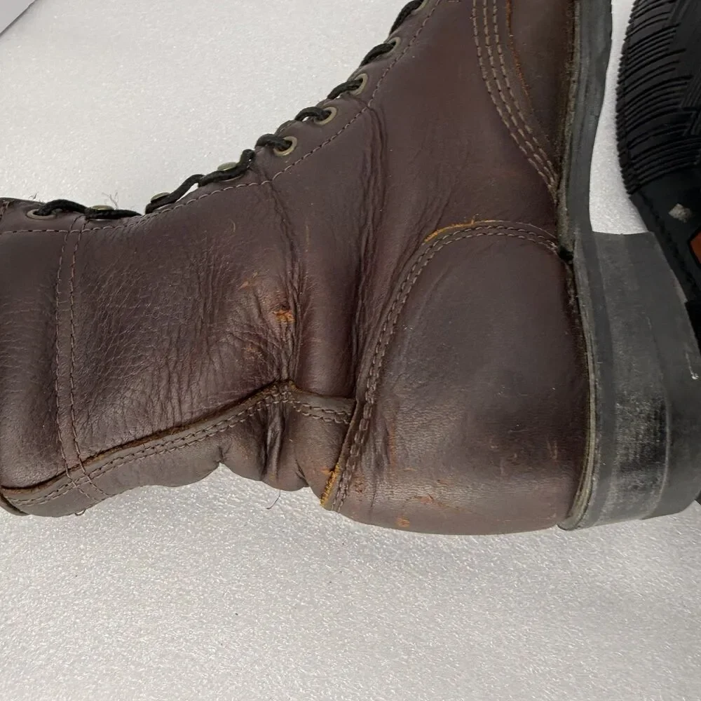 Double H Boots Men 7 Brown Leather Lacer Western Work USA Made Oil Resistant